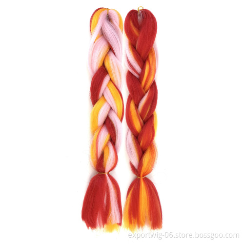 24 inch Ombre candy Color Synthetic Hair Braids Pre Stretched Wholesale Jumbo Braiding Hair Extensions yaki braid